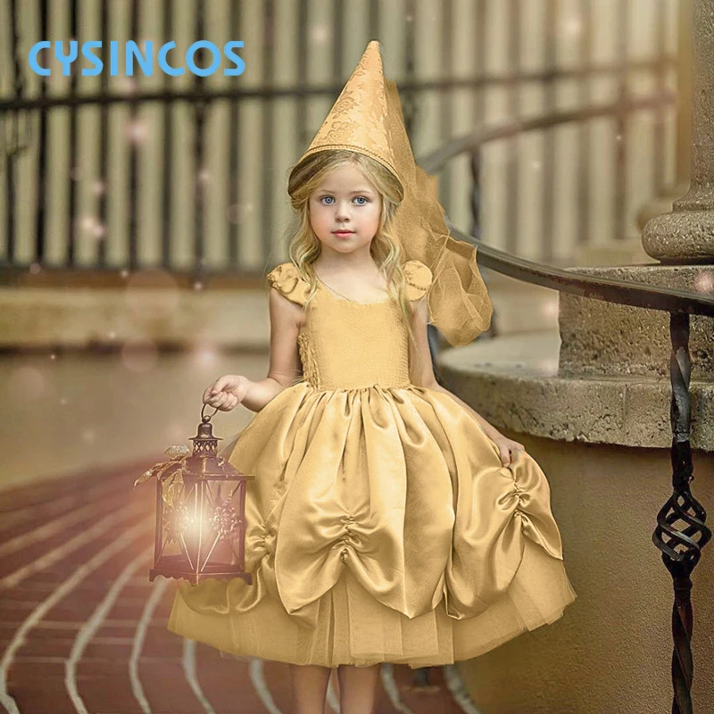 

Girl Princess Party Dress Kid Pleated Tulle Dresses Girls Tutu Clothes Children Birthday Wedding Costumes Baby Ball Gown Costume