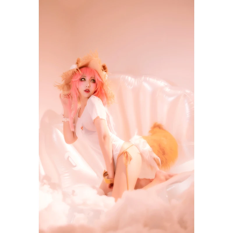 ROLECOS Tamamo без Mae Косплэй купальник игра FGO купальный костюм короткая футболка с