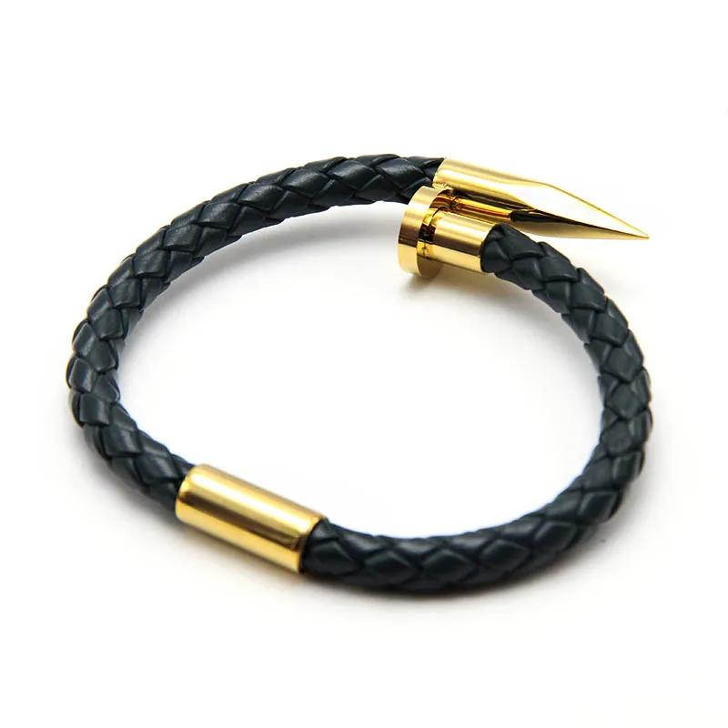 ZG Модный Ювелирный панк браслет из нержавеющей стали для мужчин кожаный браслет 6 мм с магнитной застежкой золотого цвета