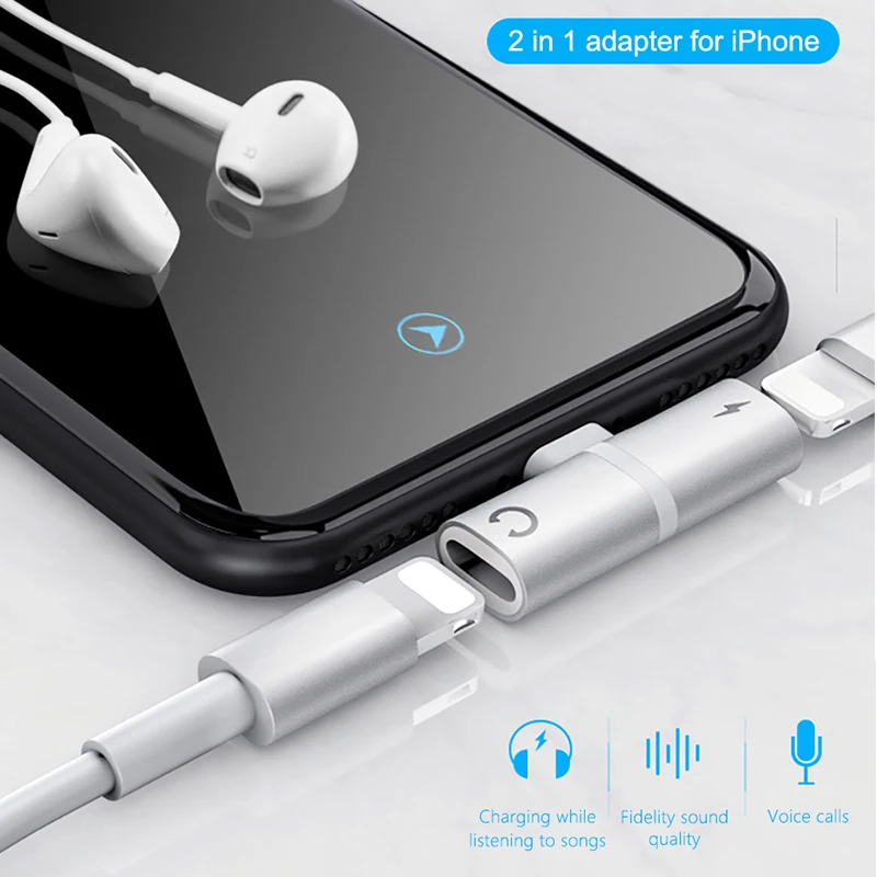 ACCEZZ 2 в 1 Зарядка аудио вызов адаптер для iphone X 8 плюс XS IOS 12 освещение зарядки разъем для наушников разветвитель Aux кабель