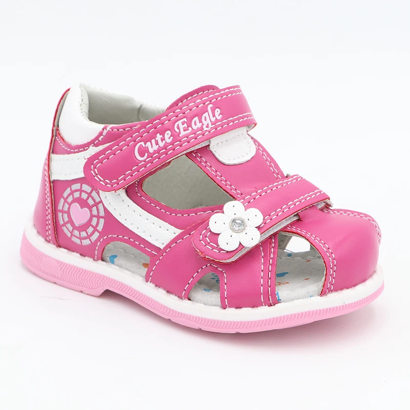 Милые летние ортопедические сандалии с орлом для девочек из искусственной кожи, обувь для маленьких девочек, обувь с закрытым носком, детская обувь на плоской подошве, европейские размеры 20-30, новинка