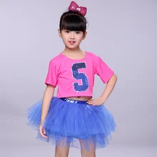modern jazz dance costume girl boys sequin top salsa skirts hip hop dance costumes kids children cheerleader costume dance wear