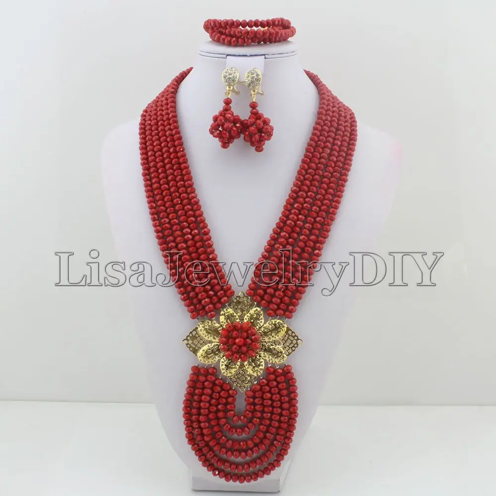 2019 Hot African Beads Jewelry Set Nigerian Wedding African Crystal Beads Jewelry Set African Jewelry Sets HD2239