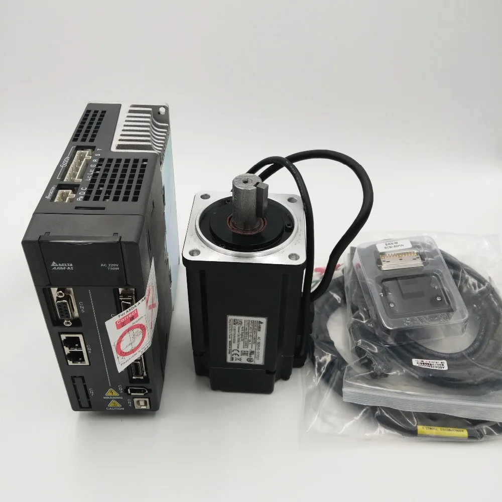 Delta 0.75KW AC Servo System 750W Servo Motor ECMA-C10807RS+ASD-A2-0721-M Servo Drive kit 220V 2.39NM 5.1A 80mm with 3M Cable