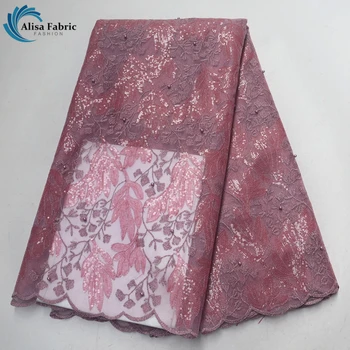 

French Sequins Laces Fabric with beads 5 Yards Embroidery Organza Guipure Lace High Quality African lace fabric For dress women