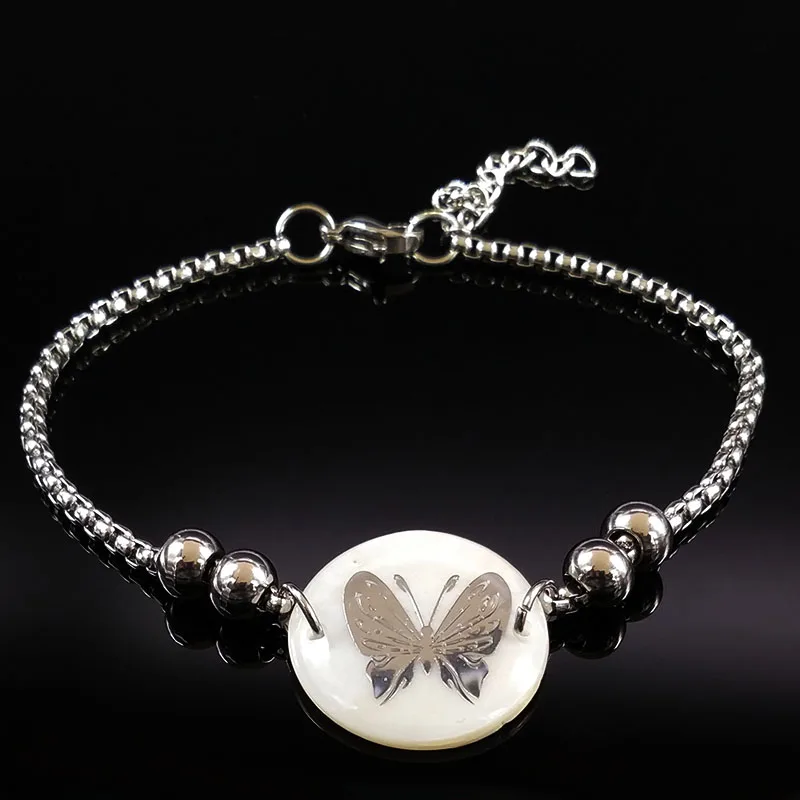 Модные браслеты-подвески из нержавеющей стали с бабочкой для женщин, серебряный цвет, ювелирные изделия bracciale donna B17953