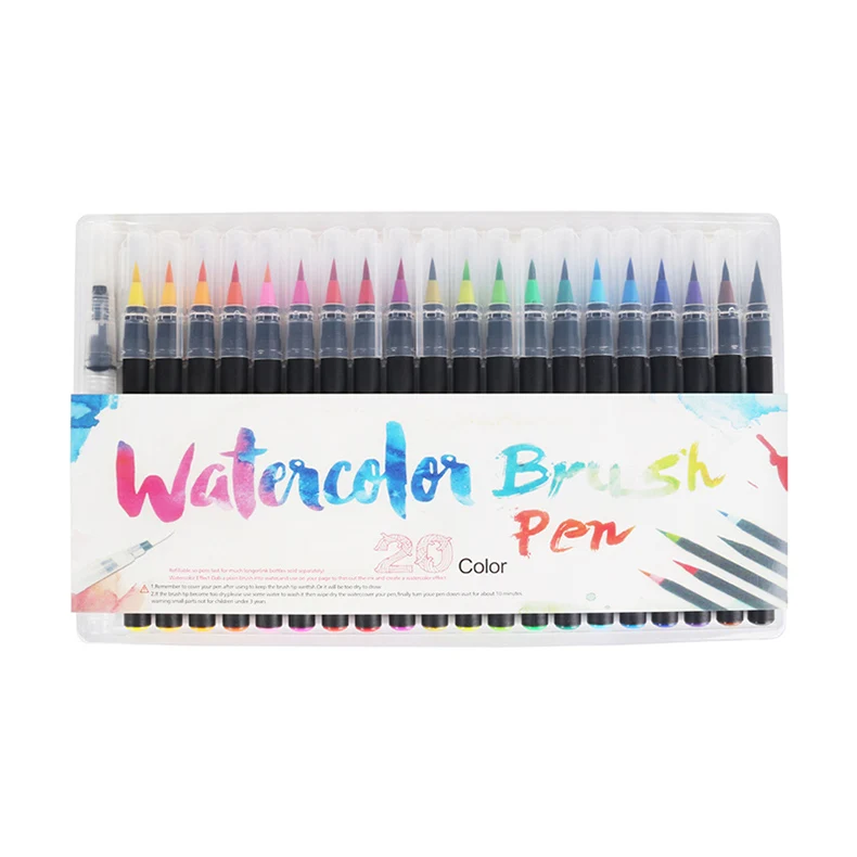 20 цветов Профессиональные акварельные ручки-щетки аниме ручка для рисования манги граффити маркеры для набросков и рисунков для рисования живопись школьные принадлежности