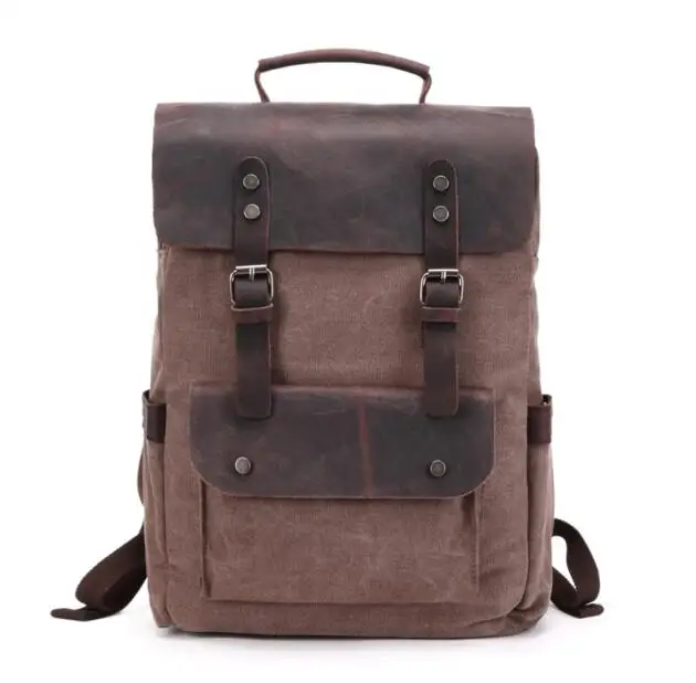 YUPINXUAN, винтажные холщовые кожаные рюкзаки для мужчин, 14 дюймов, рюкзаки для ноутбука, водонепроницаемый рюкзак из парусины, большой вощеный рюкзак для путешествий - Цвет: Шоколад