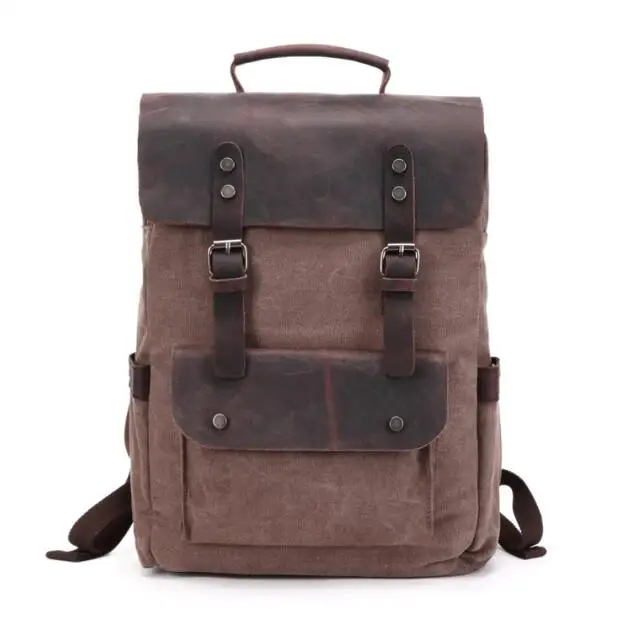 mens canvas leather backpack