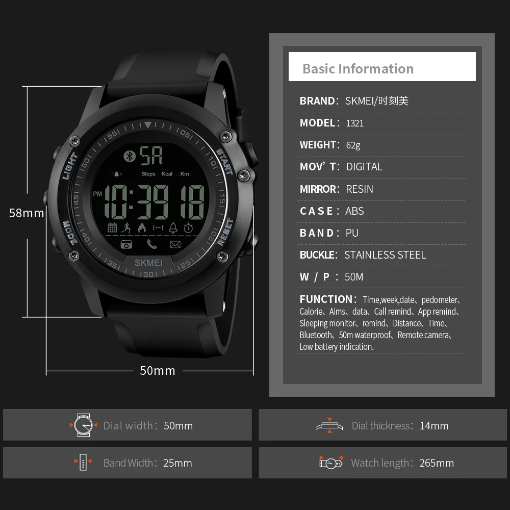 SKMEI мужские часы калории шагомер напоминание цифровые спортивные часы для Apple IOS Android мужские женские водонепроницаемые наручные часы