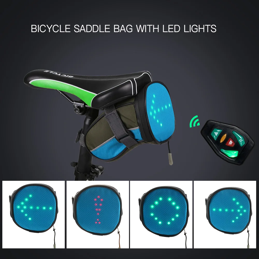 Sale Lixada New Lightweight Bicycle Saddle Bag USB Rechargeable Reflective with LED Signal Light Outdoor Cycling Safety Bike Seat Bag 0