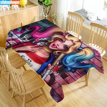 

Custom Harley Quinn Table Cloth Oxford Print Waterproof Oilproof Home Rectangular Party Table Cover 100X140cm/140X250cm