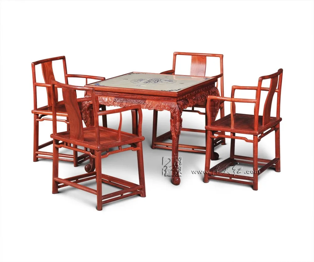 Mahjong Table with dual purpose Dining&leisure Living Room Square Desk 4 peoples Burma Rosewood Chinese Classical Wood Furniture
