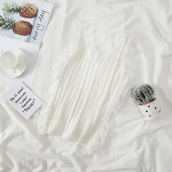 

HELIAR Female Camisole Knitting Camis Sexy Crop Top Lace Camisole Cotton Femme Camis Women 2019 Summer Solid Vest Tank Tops