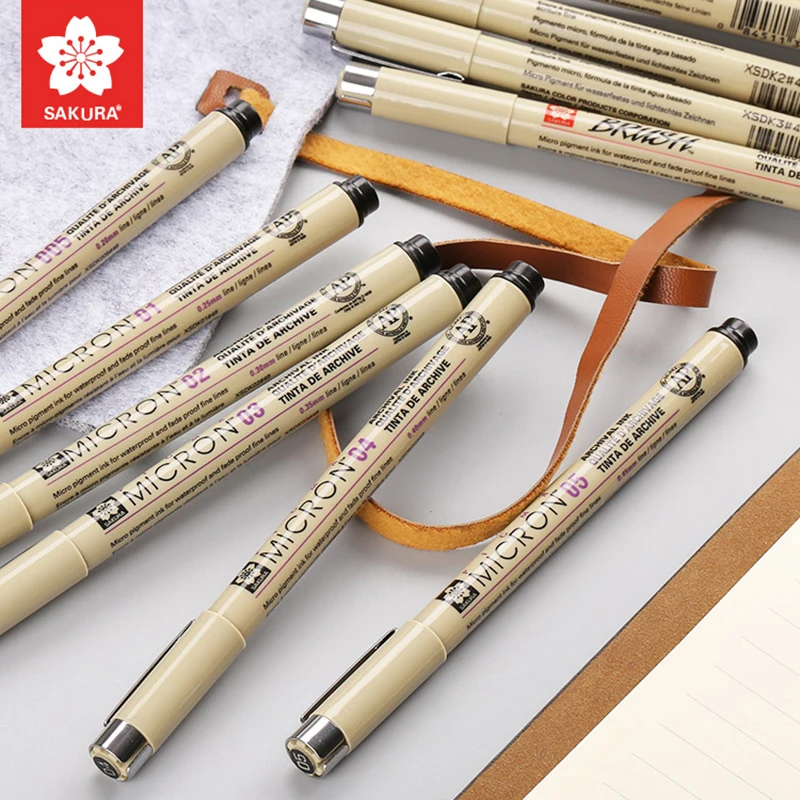 Pigma Micron Sakura Graphic Design Marker Pen Finliner 005 01 02 03 04 05  08 Pen Brush Fine Point Mapping Art Markers - AliExpress