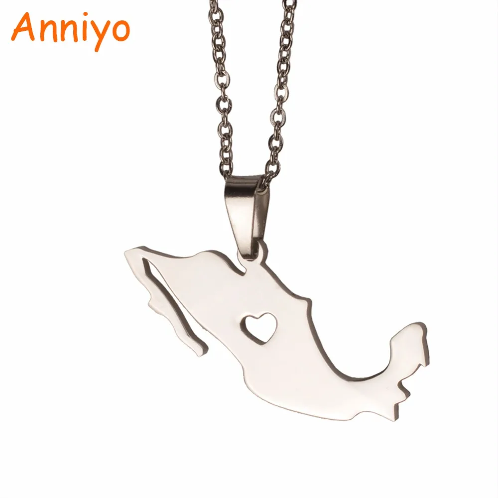 

Anniyo Mexico Map 316 Stainless Steel Pendant Necklaces for Women/Men Jewelry Mexicanos Maps #004821B