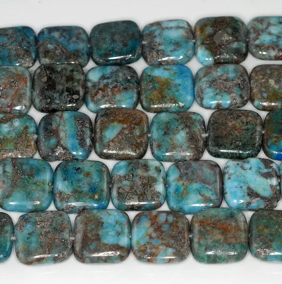 16mm Dark Blue Lagoon Pyrite Inclusions Quartz Gemstone Square Loose Beads 16 inch Full Strand (90185856-851) | Украшения и