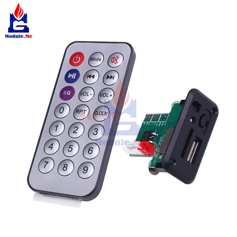 

Car 5V/12V Mini MP3 Decoder Board USB TF U-Disk Reader MP3 Player Amplifier + IR Remote Controller For Arduino