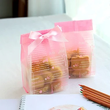 

Pink French style Frosted translucence packing bag candy bag biscuit bag gift bag 10x25cm 100pcs/lot