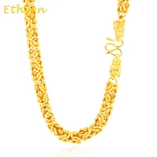 Ethlyn Dragon head cadena pesada hecha a mano Vietnamita ancho 8mm hombres collar de oro 24 K Chapado En Oro de Color joyas de calidad buena N011
