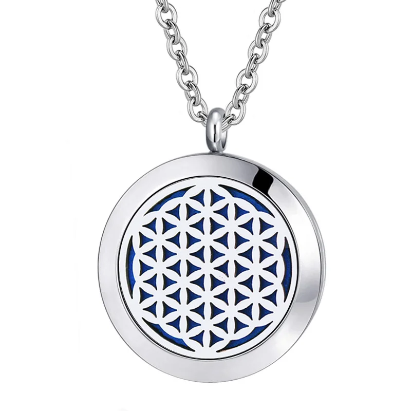 

316L Stainless Steel Silver Magnetic Closure Aromatherapy Locket Essential Oil Diffuser Necklace Jewelry with Chain as Gift