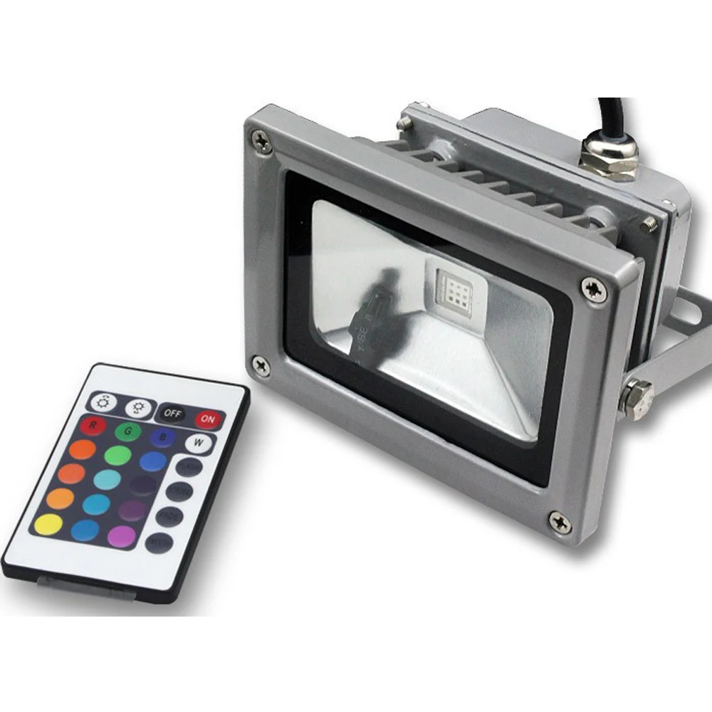 

LED Floodlights 10W RGB Flood Light Outdoor Lighting 16 Color RGB Remote Control spotlight 85-265V IP65 Floodlight