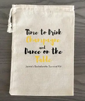 

CUSTOM drink dance wedding Bachelorette Survival Hangover recovery Kit favor gift Muslin Bags bridal shower party pouches