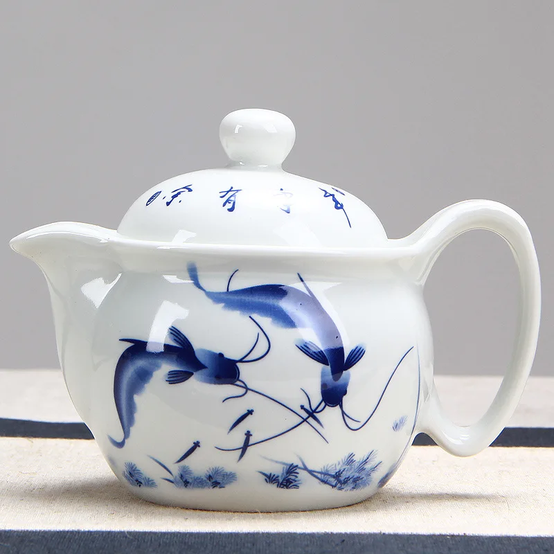 Чайный набор кунг-фу, керамический чайный комплект кастрюль, синий и белый фарфор серии, анти ожогов двухслойная чашка, японский стиль чайный набор подарок