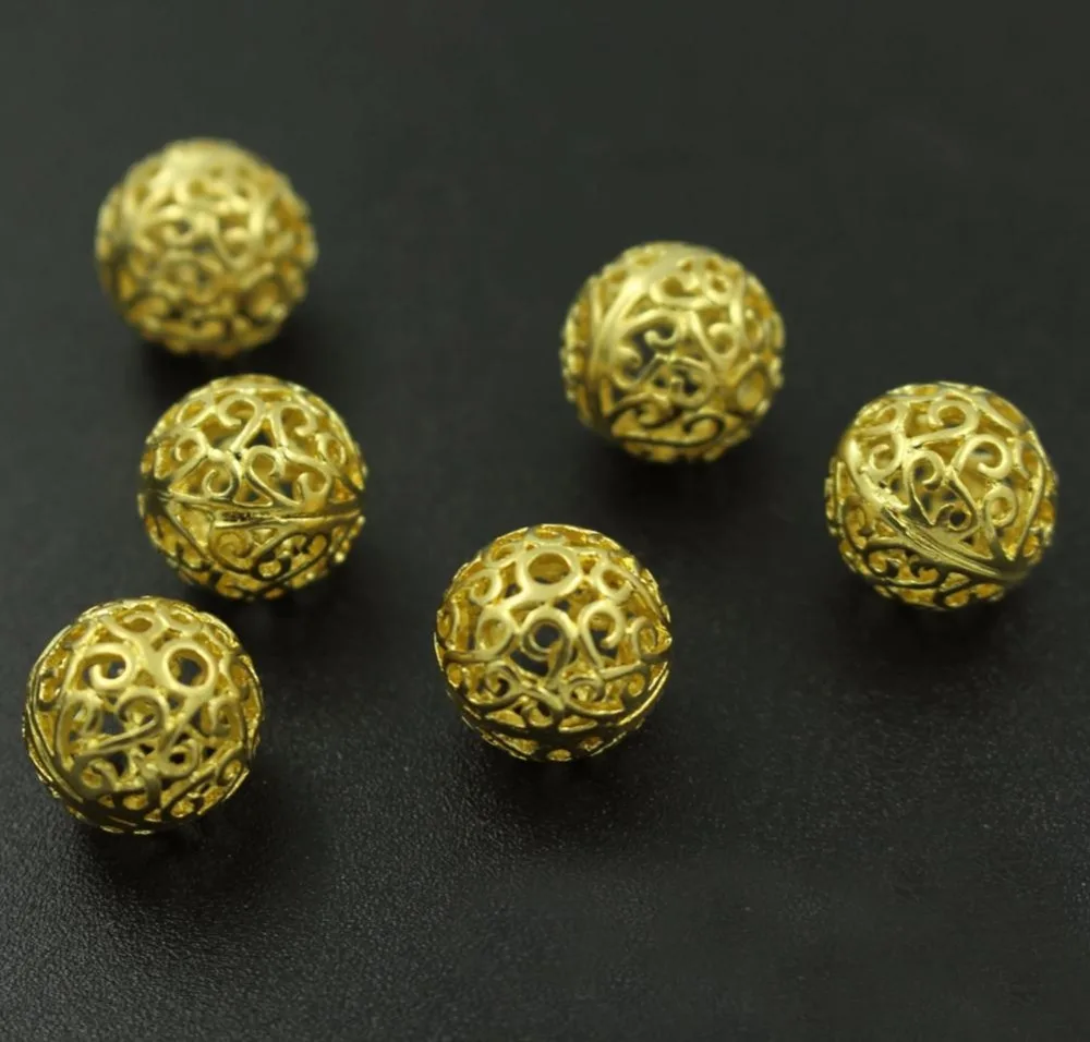 12mm Hollow Round Ball Beads Necklace Bracelet Spacer Beads Jewelry
