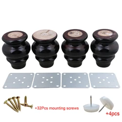 4pcs 8cm Height Solid Wooden Gourd Shaped Furniture Legs Sofa Bench Chair Closet Cabinet Feet Couch Dresser Armchair foot