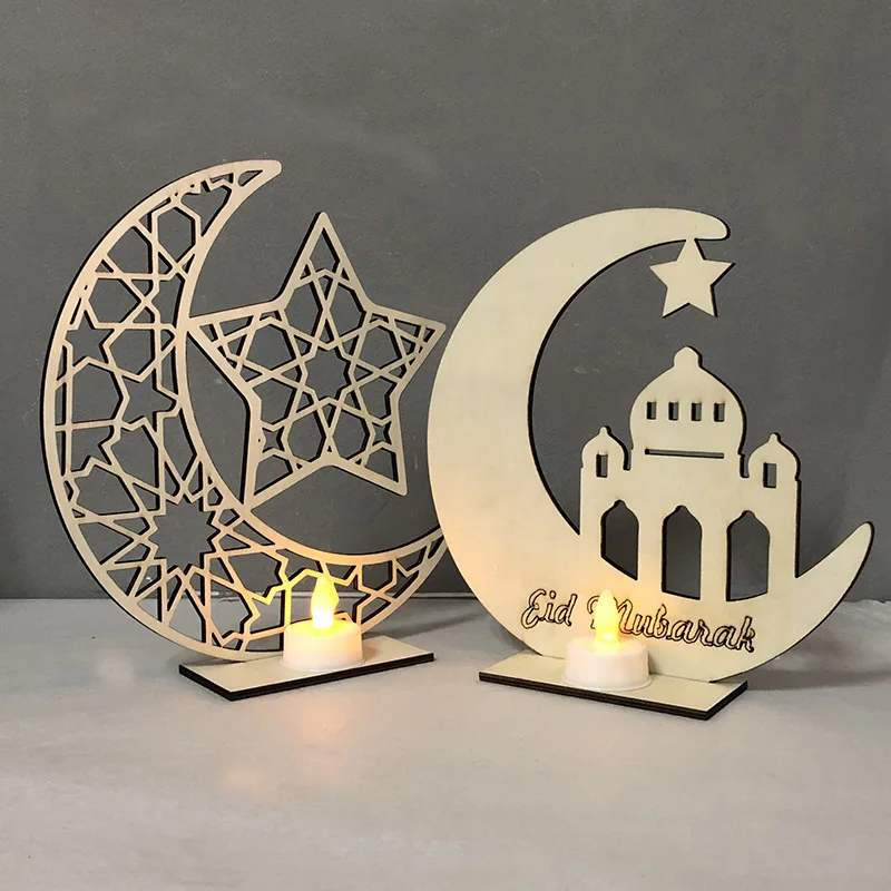 Eid Mubarak украшение в подарок Рамадан Kareem Луна ислам мусульманские деревянные огни
