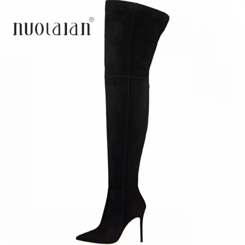Botas altas negras tacon fino Clearance