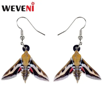 

WEVENI Acrylic Dark Brown Moth Insect Earrings New Long Dangle Drop Fashion Animal Jewelry For Women Girls 2018 Dropship Charms
