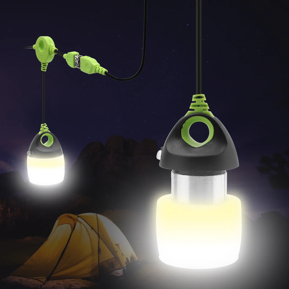 

BORUiT Multifunctional Portable Lantern USB Power LED Tent Light Waterproof Camping Lamp with Hook for Hiking Fishing