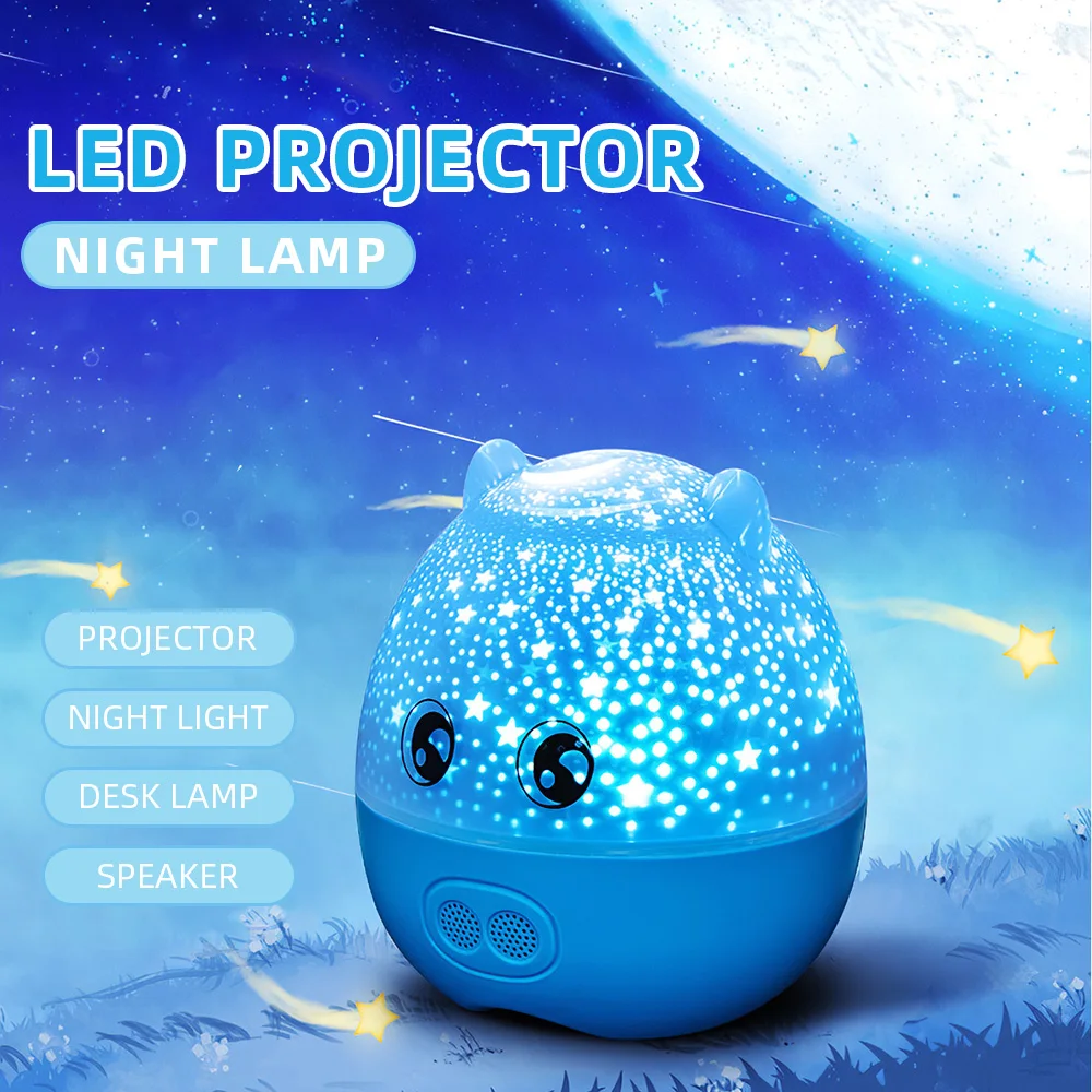 

3 in 1 Lamp LED Night Lamp Projector LED Colorful Lamp Music Speaker 360 Degree Rotation Starry Sky Constellation Table Lamps
