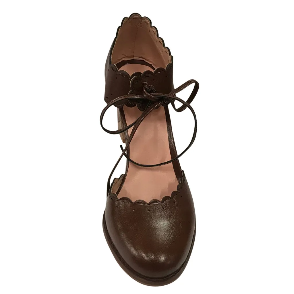 SAGACE/обувь на толстом каблуке; женские винтажные туфли-лодочки на высоком каблуке со шнуровкой в римском стиле; женская обувь; сезон весна-осень; обувь на квадратном каблуке; обувь на каблуке