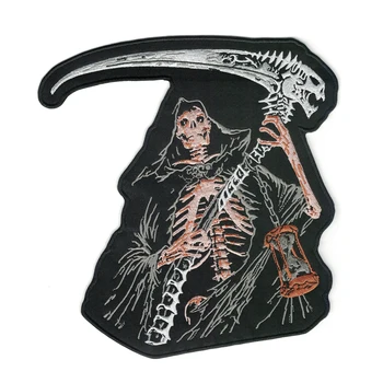 

Large skull embroidered applique iron goth punk/seam in patch motorcyclists
