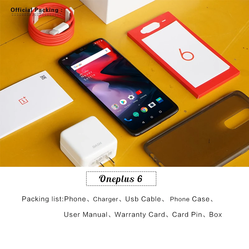 Мобильный телефон Oneplus 6 с глобальной прошивкой, 6,28 дюймов, 6G/8G ram, Восьмиядерный Android 8,1, разблокировка отпечатков пальцев, зарядка