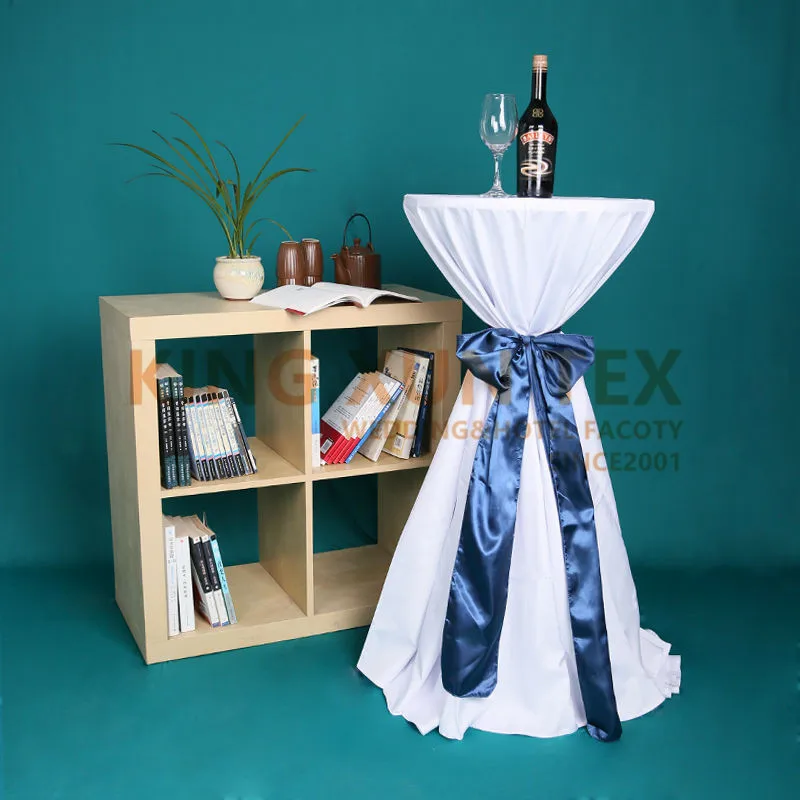 

120" Round White Color Poly Bar Table Cover Wedding Table Cloth Hotel Event Decoration Tablecloth