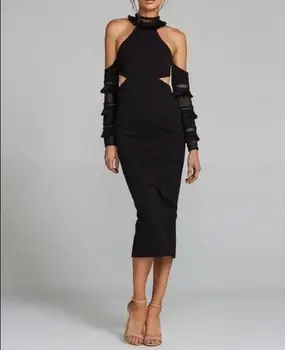 

Elegant Black Bodycon Dress Taeel Celebrity Sexy Night Club Fashion Evening Party Autumn Winter Dresses Women