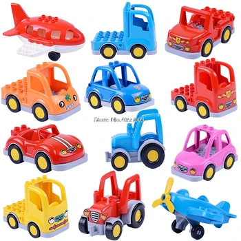

Creator Duplo City Transportation Car Cartoon Trailer Trucks Tractor Plane Figures Blocks Toys For Kids Creators Duploe Soliders