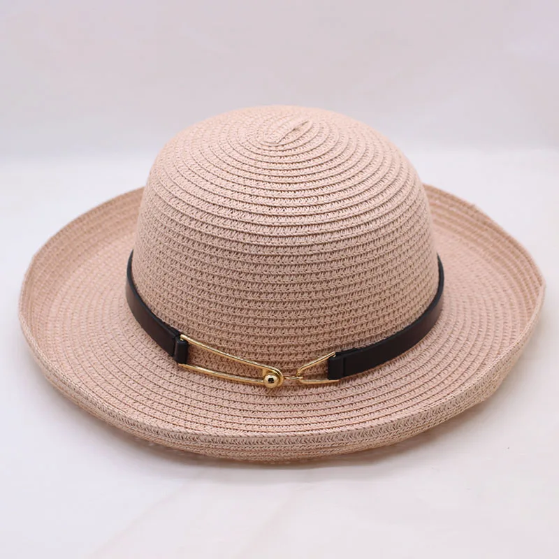 Suogry Для женщин летние Солнцезащитная Шляпа Унисекс Панама Hat Новое поступление Модная детская соломенная Пляжная Шляпа - Цвет: pink