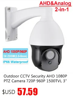 CCTV IP66 Открытый безопасности " Мини Высокая Скорость купол AHD 1080 P PTZ Камера 2.0MP 20X зум Автофокус IR 100 м коаксиальный PTZ Управление