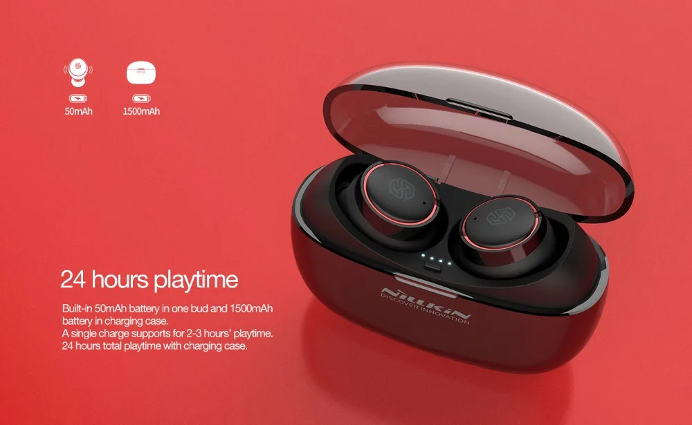 Fone de Ouvido Fone de Ouvido sem Fio Fones de Ouvido Mah à Prova Nillkin Liberdade Água Esporte Estéreo Bluetooth 5.0 sem Fio Chamada Handsfree Ergonômicos Tws 1500 d' 10 Cabos flexíveis de celular