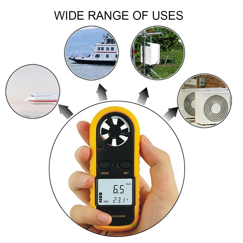 Digital Anemometer Wind Speed Meter GM816 Wind Speed Gauge Meter-10~ 45C Temperature Tester Anemometro with Backlight Display