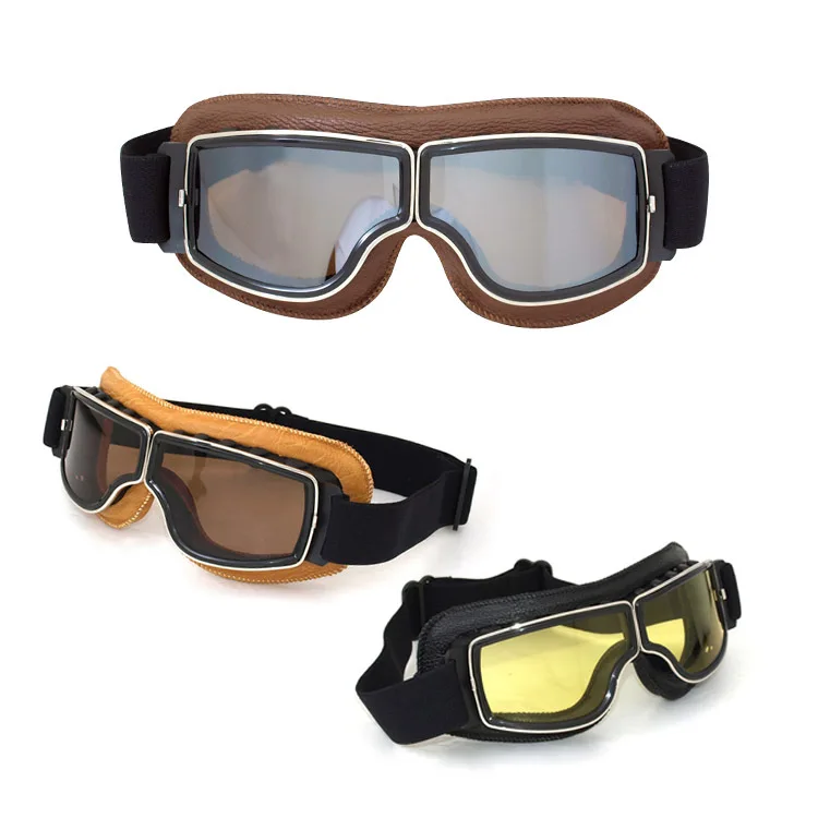 

Universal Vintage Motorcycle Goggles Pilot Aviator Motorbike Scooter Biker Glasses Helmet Goggles Foldable For