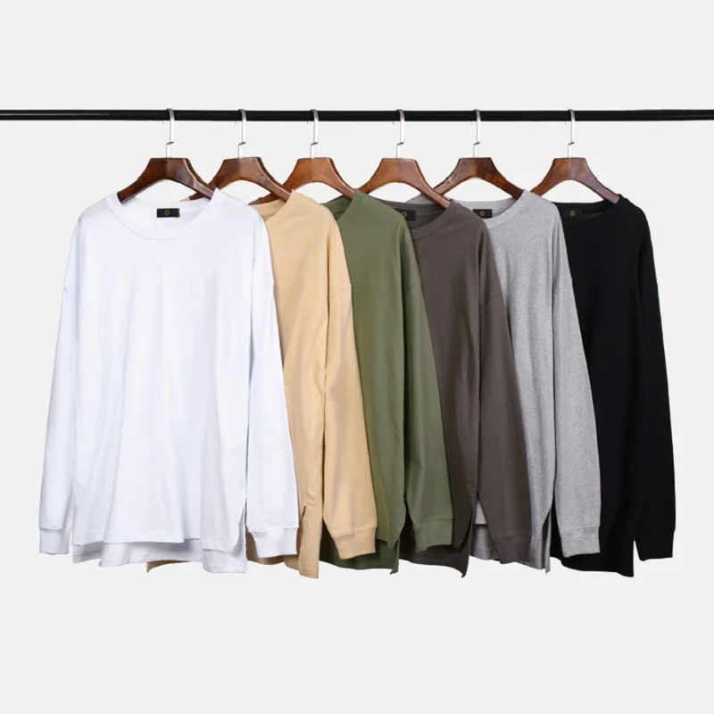 

QoolXCWear 2019 Autumn cotton T-shirt Men/women T-shirt Front Short Back long Hip Hop Tshirt Long Sleeve Extended Tee Shirts