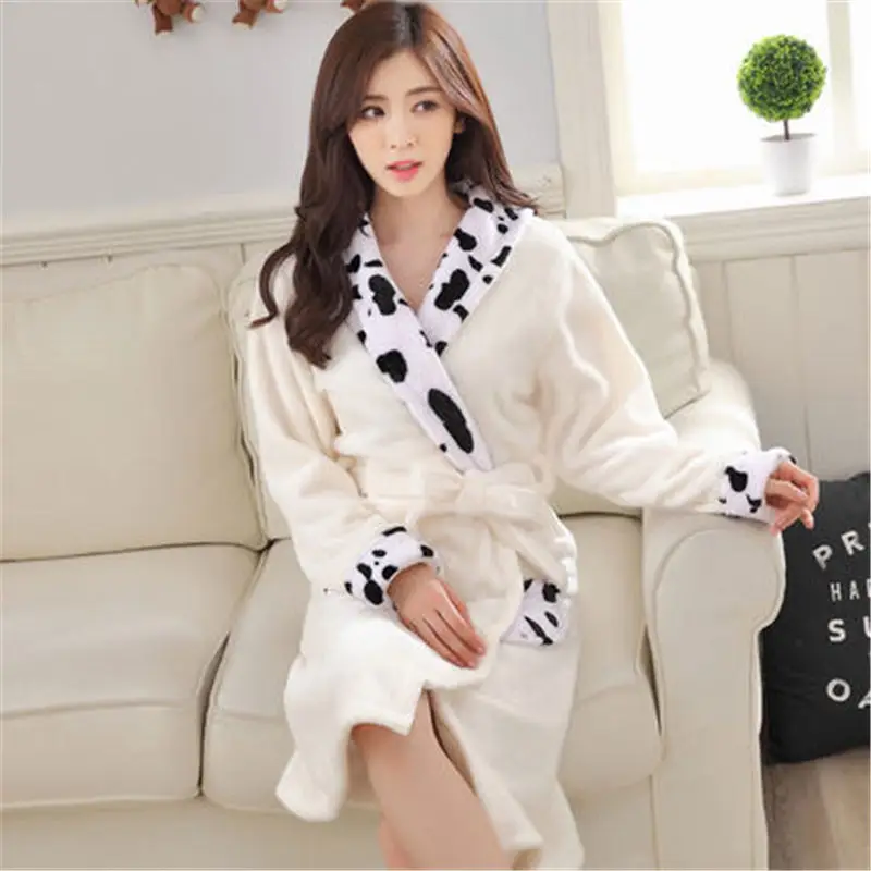 Buy 2018 Flannel Solid Thicken Women Robe Set with