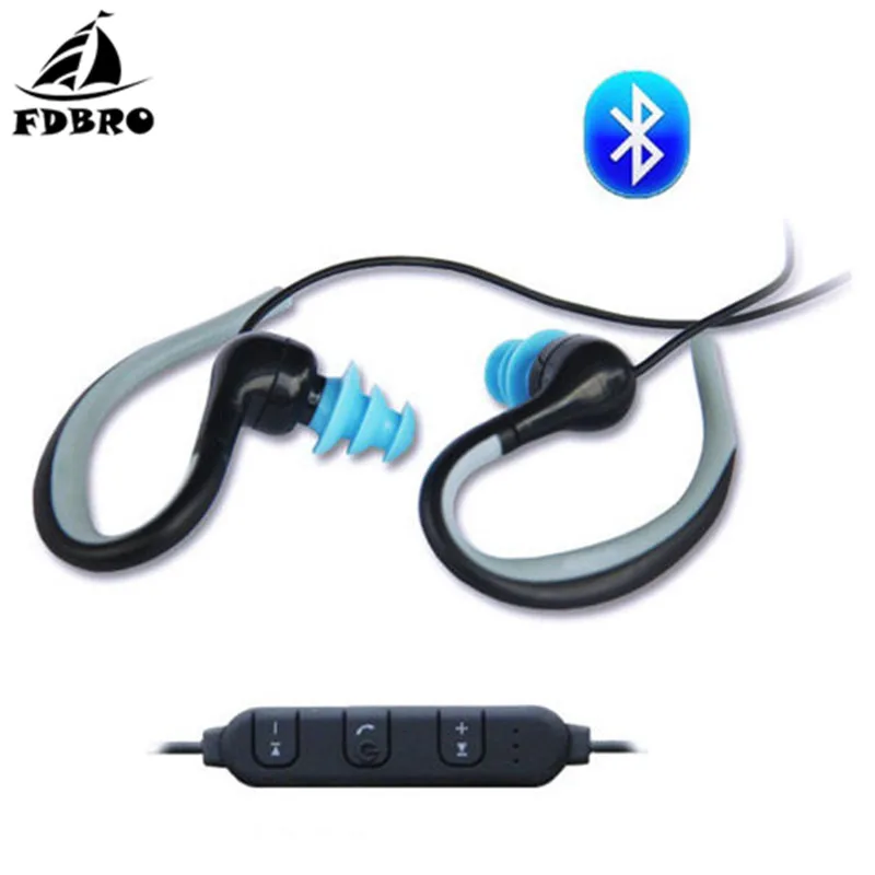 

FDBRO Swimming Earphone Waterproof Bluetooth Headset Sport Wireless Gaming Earphones With Mic Neckband Cable Control IPX8