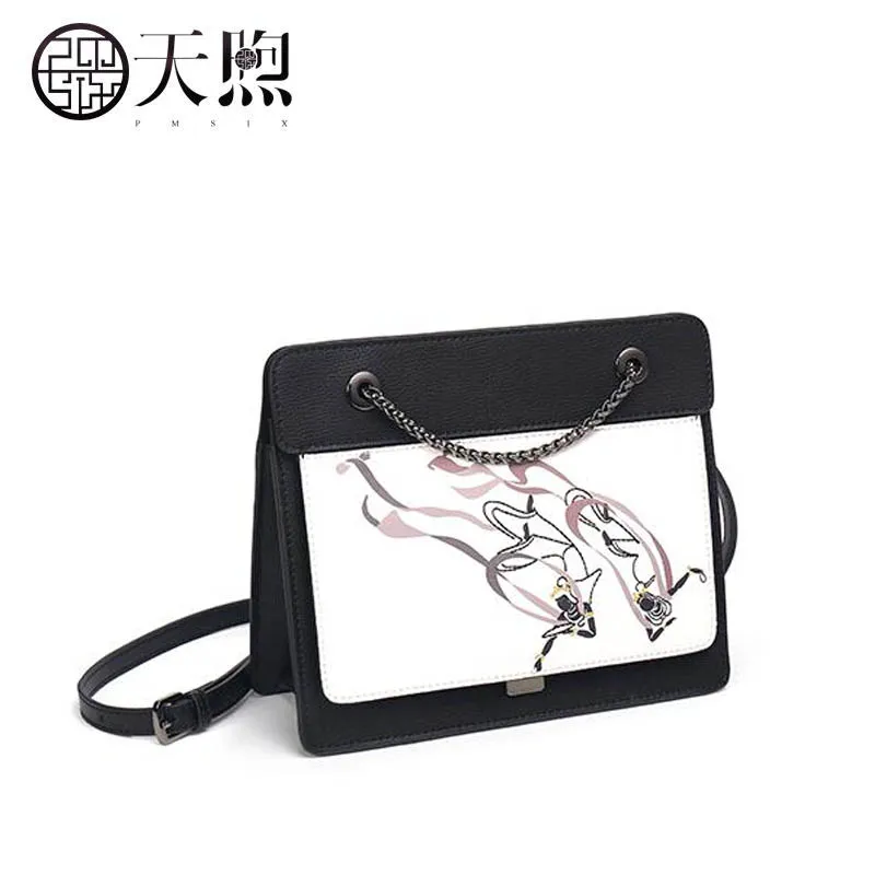 Chaîne Cuir Sauvage And White Bandoulière À Sac Femmes En Main Nouvelles Sacs De 2019 Mode Marque Pmsix Black D'impression Luxe XPOpq